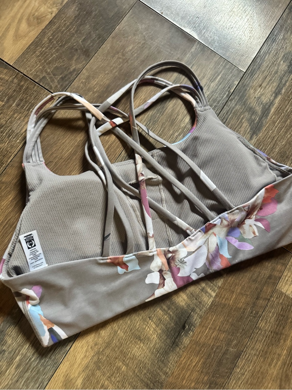 Athleta Taupe Floral Strappy Sports Bra - Picture 4 of 6